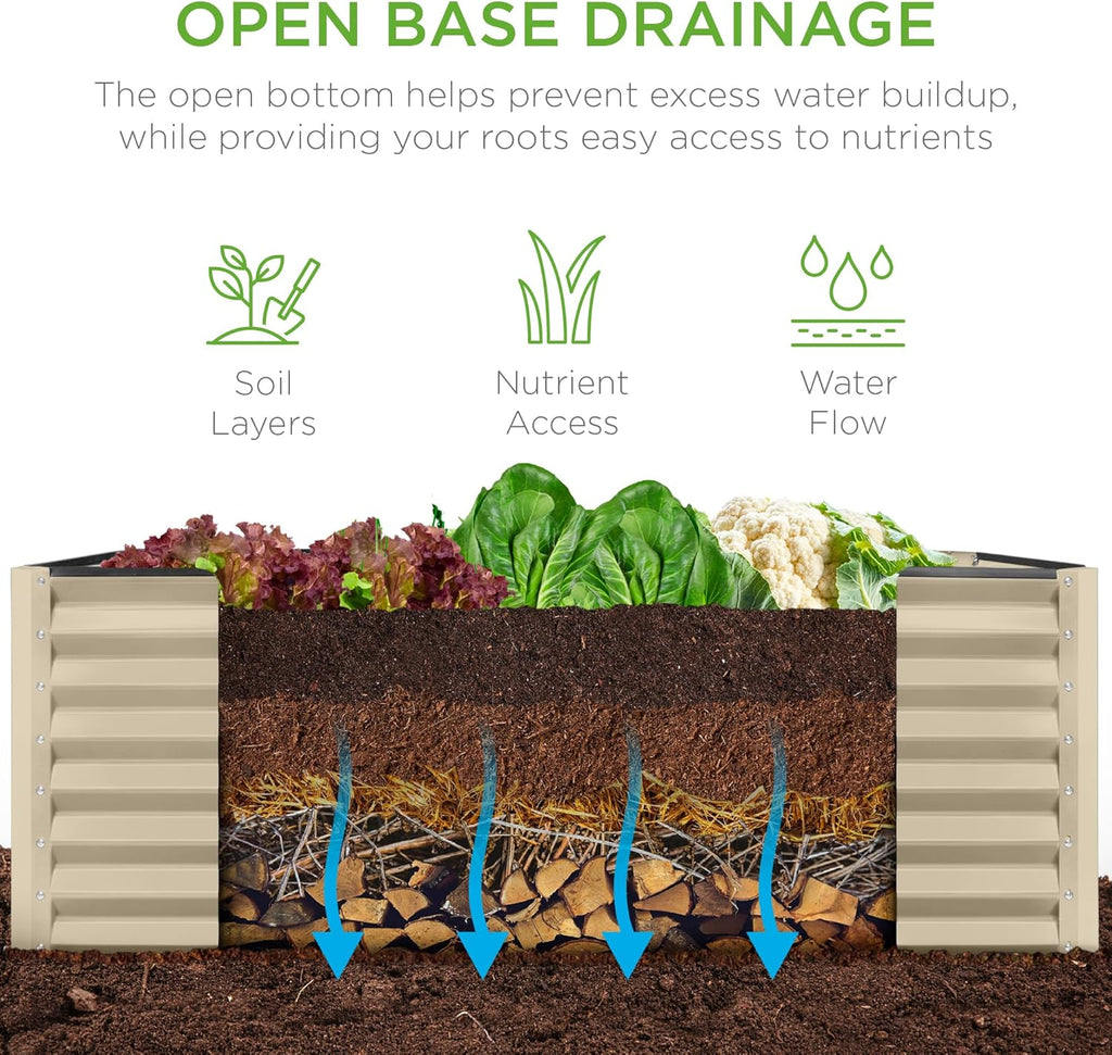 Best Choice Products - Cama de jardín elevada de metal para exteriores, de 4 x 2 x 2 pies, caja para macetas de raíces profundas para verduras, flores, hierbas con capacidad de 119 galones, color