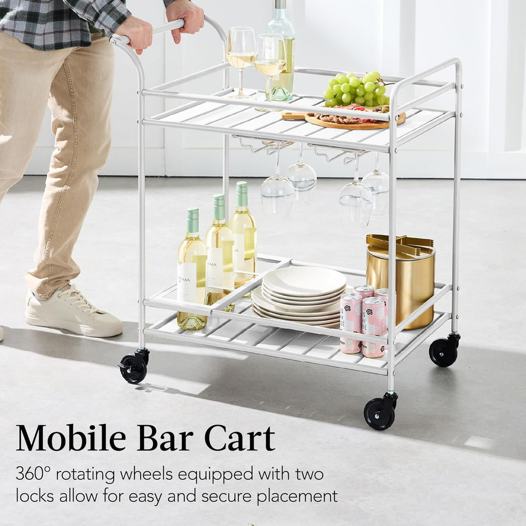 Best Choice Products - Carrito de bar móvil para exteriores, carrito de servicio de bar para el hogar, mesa auxiliar para barbacoa con almacenamiento de 2 niveles, estante para vino, ruedas con