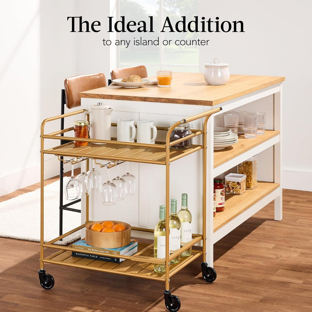 Best Choice Products - Carrito de bar móvil para exteriores, carrito de servicio de bar para el hogar, mesa auxiliar para barbacoa con almacenamiento de 2 niveles, estante para vino, ruedas con