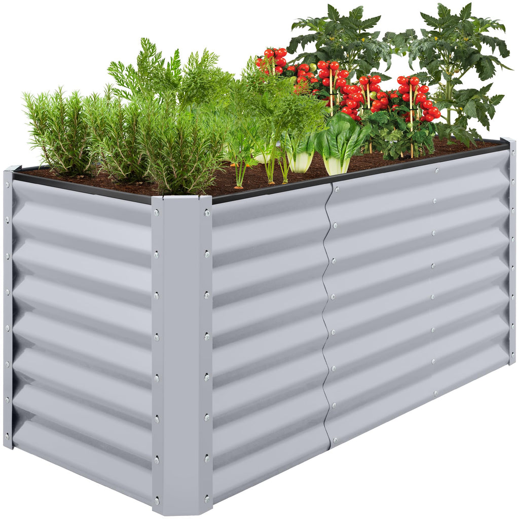Best Choice Products - Cama de jardín elevada de metal para exteriores, de 4 x 2 pies, caja de macetas de raíces profundas para verduras, flores, hierbas con capacidad de 119 galones, color burdeos