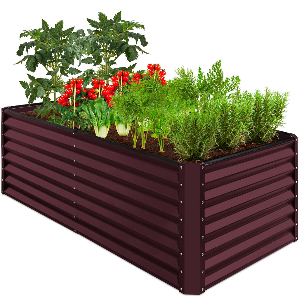 Best Choice Products - Cama de jardín elevada de metal para exteriores, de 4 x 2 pies, caja de macetas de raíces profundas para verduras, flores, hierbas con capacidad de 119 galones, color burdeos