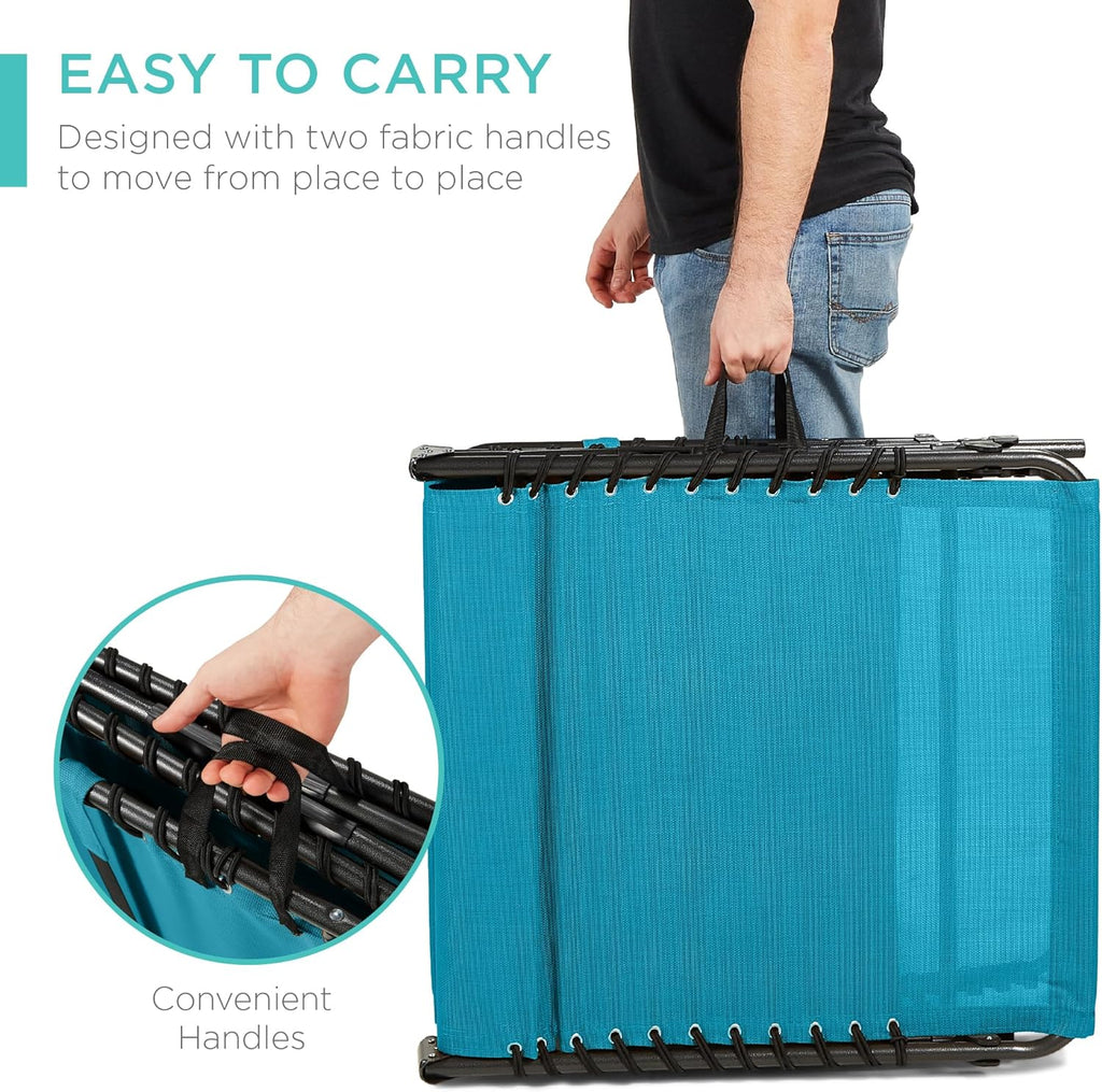 Best Choice Products - Sillón reclinable plegable portátil para césped, con 8 posiciones, asas, capacidad de 300 libras, pavo real