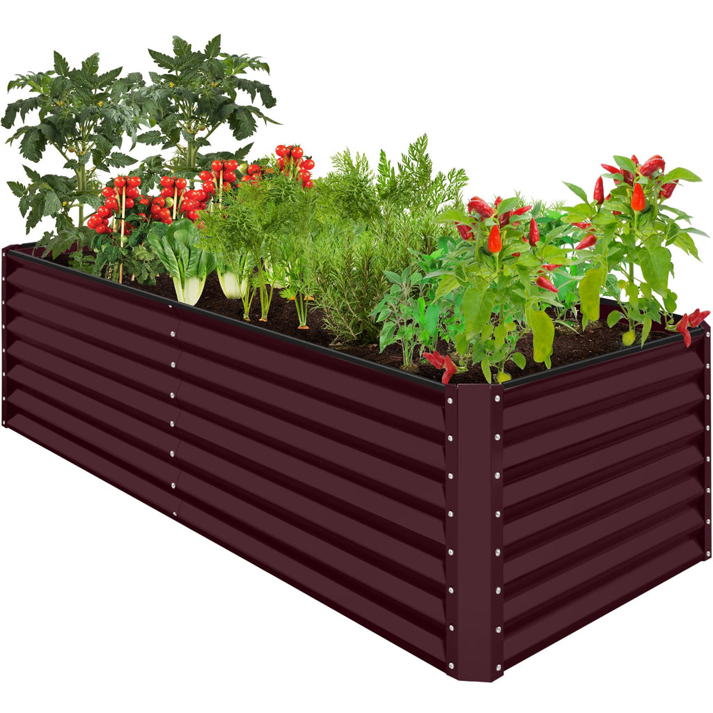 Best Choice Products - Cama de jardín elevada de metal para exteriores, de 8 x 4 x 2 pies, caja para macetas de raíces profundas para verduras, flores, hierbas y suculentas con capacidad de 478
