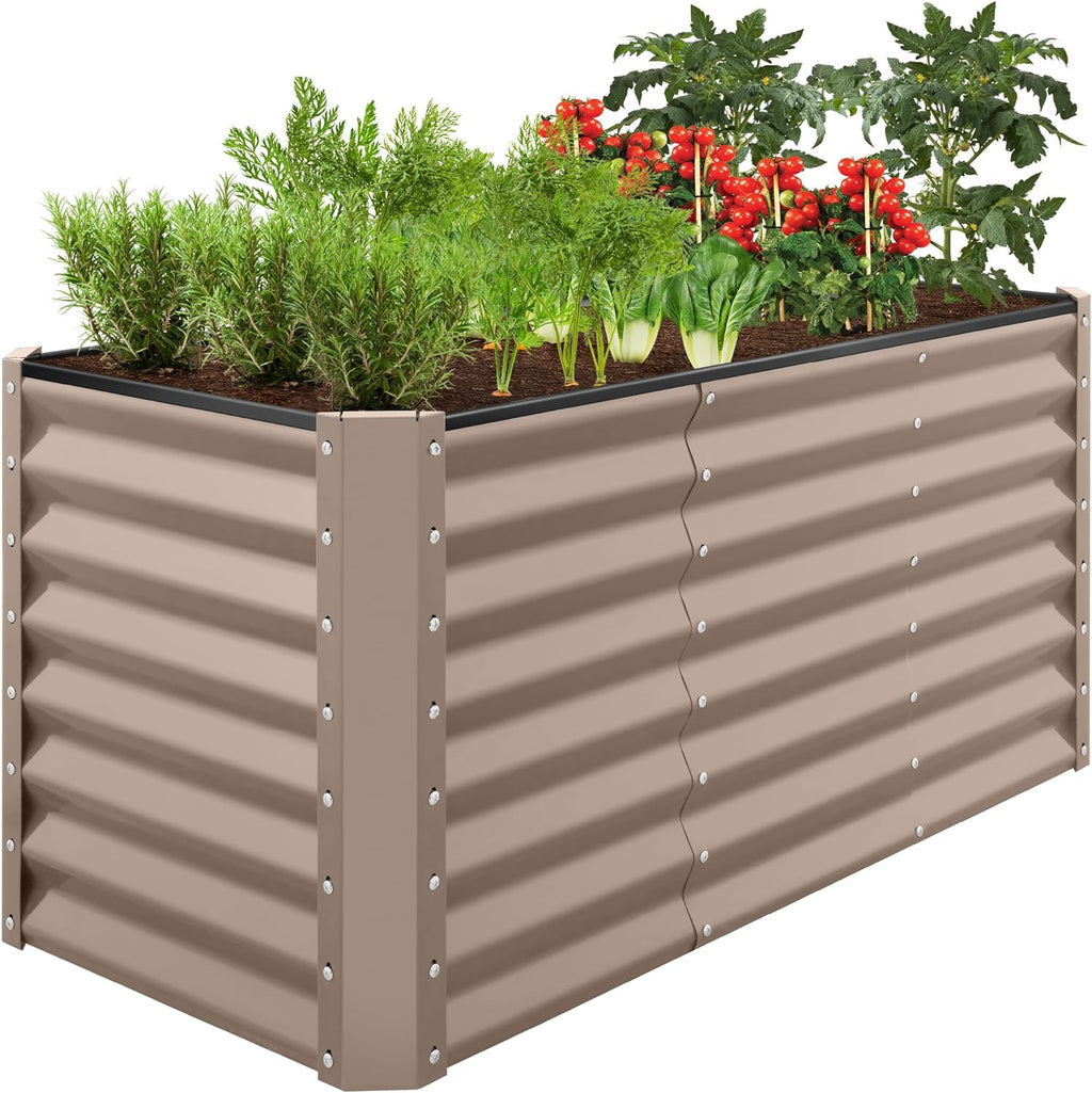 Best Choice Products - Cama de jardín elevada de metal para exteriores, de 4 x 2 x 2 pies, caja de macetas de raíces profundas para verduras, flores, hierbas con capacidad de 119 galones, color gris