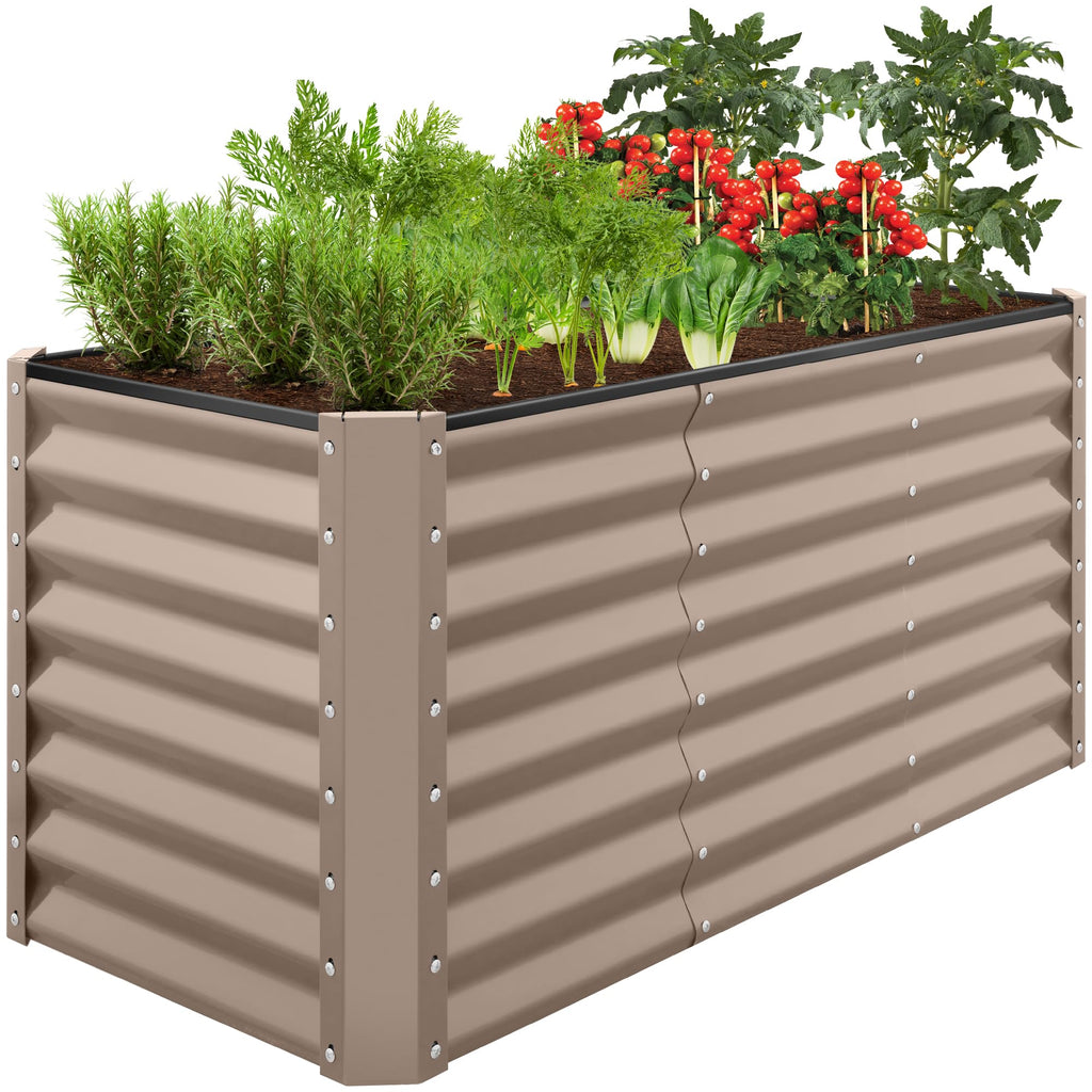 Best Choice Products - Cama de jardín elevada de metal para exteriores, de 4 x 2 pies, caja de macetas de raíces profundas para verduras, flores, hierbas con capacidad de 119 galones, color burdeos