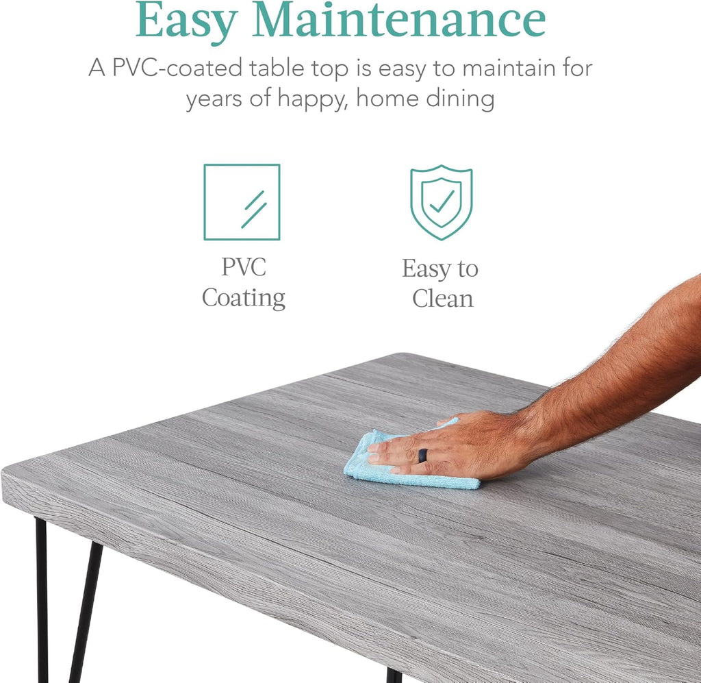 Best Choice Products - Juego de Muebles de Mesa de Comedor Rectangular Moderna de Metal y Madera, 5 Piezas, para Cocina y Comedor, Con 4 Sillas, Color Gris