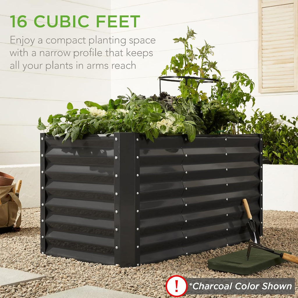 Best Choice Products - Cama de jardín elevada de metal para exteriores, de 4 x 2 x 2 pies, caja para macetas de raíces profundas para verduras, flores, hierbas con capacidad de 119 galones, color