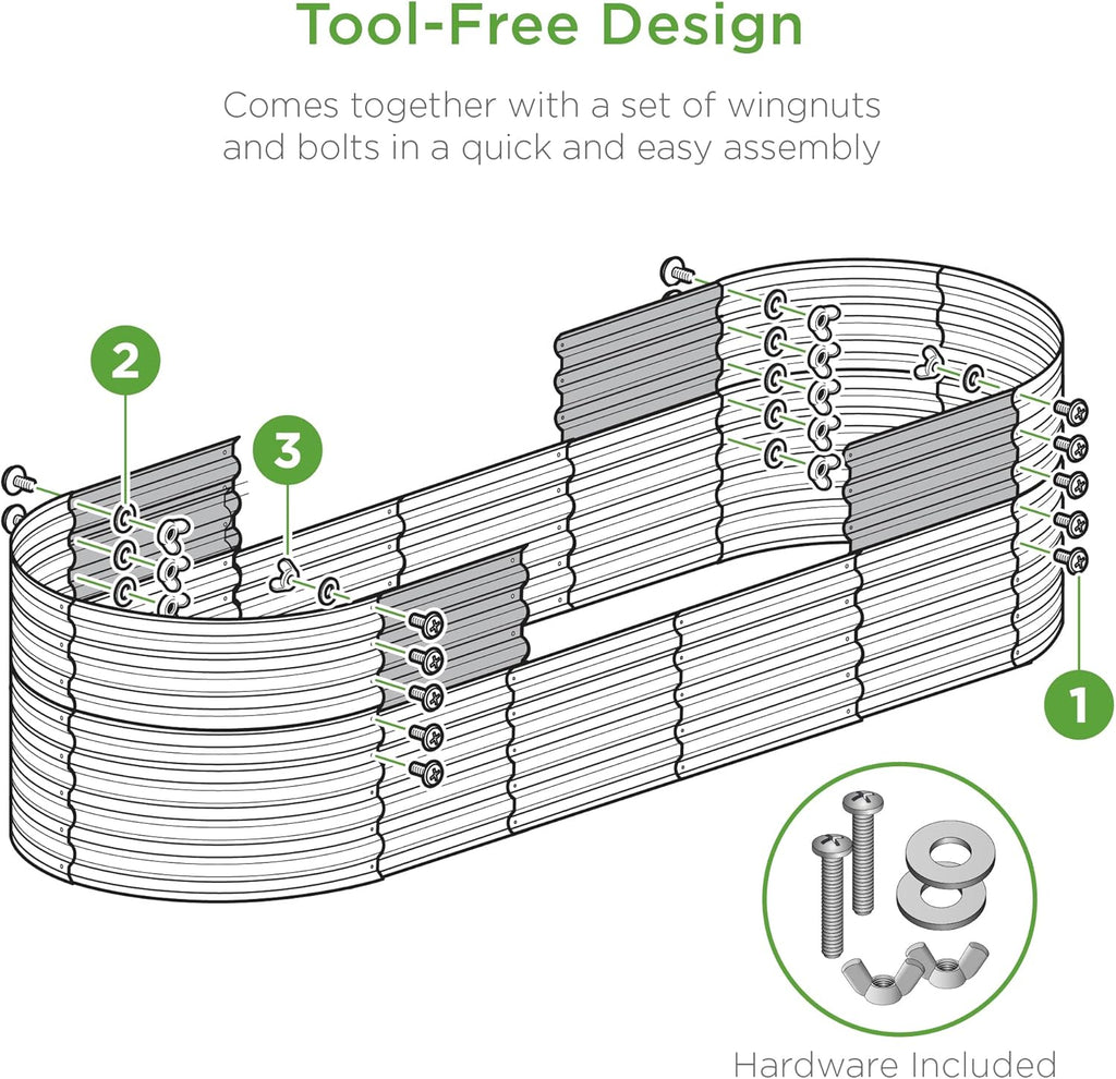 Best Choice Products - Cama de jardín elevada de metal para exteriores, de 4 x 2 x 2 pies, caja ovalada de raíz profunda para verduras, flores, hierbas y suculentas con capacidad de 101 galones,