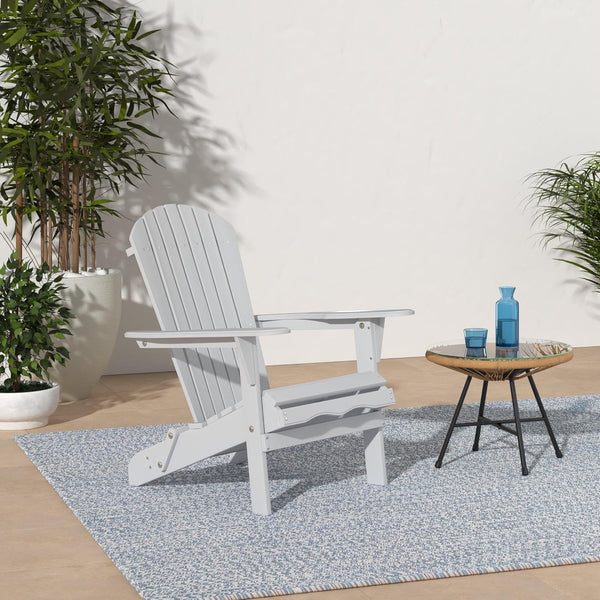 Best Choice Products - Silla Adirondack de madera de cicuta, plegable, clásica, gris, para exteriores, patio, jardín, relajación, 350 libras, SKY6841