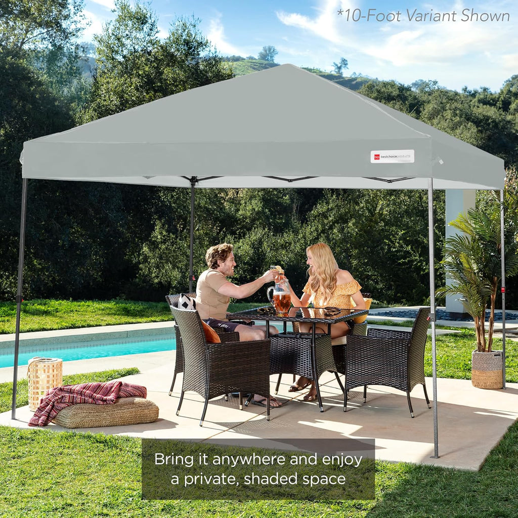 Best Choice Products - Tienda de campaña desplegable de 8 x 8 pies para 1 persona, refugio portátil instantáneo con empuje de 1 botón, estuche, 4 bolsas de peso, color plateado