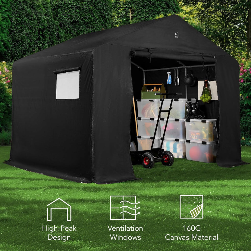 Best Choice Products - Cobertizo de almacenamiento para exteriores de 10 x 8 pies, cochera, refugio de toldo, puertas y ventanas dobles, marco de metal, resistente a la intemperie, perfecto para