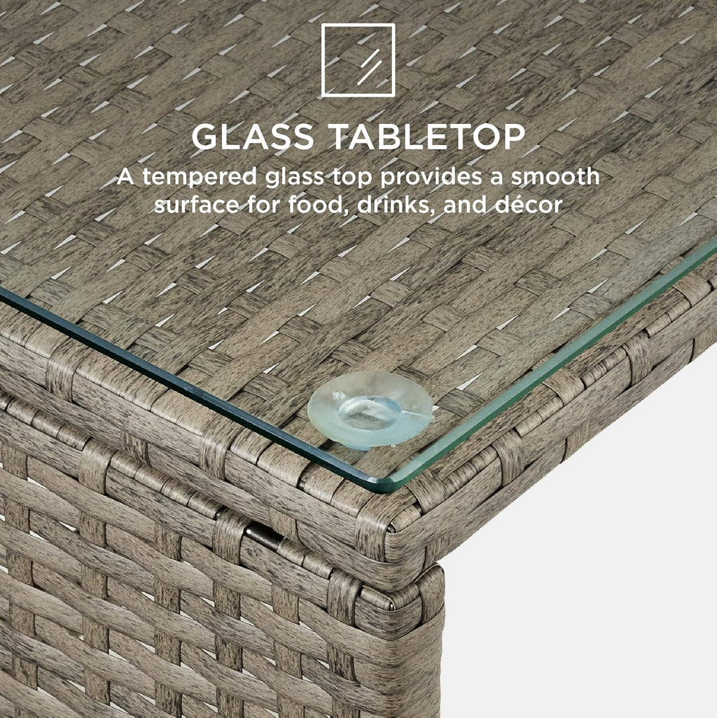 Best Choice Products - Juego de muebles de mimbre para patio de patio de 4 piezas para patio trasero con mesa de centro, cojines de asiento, color topo/arena blanca