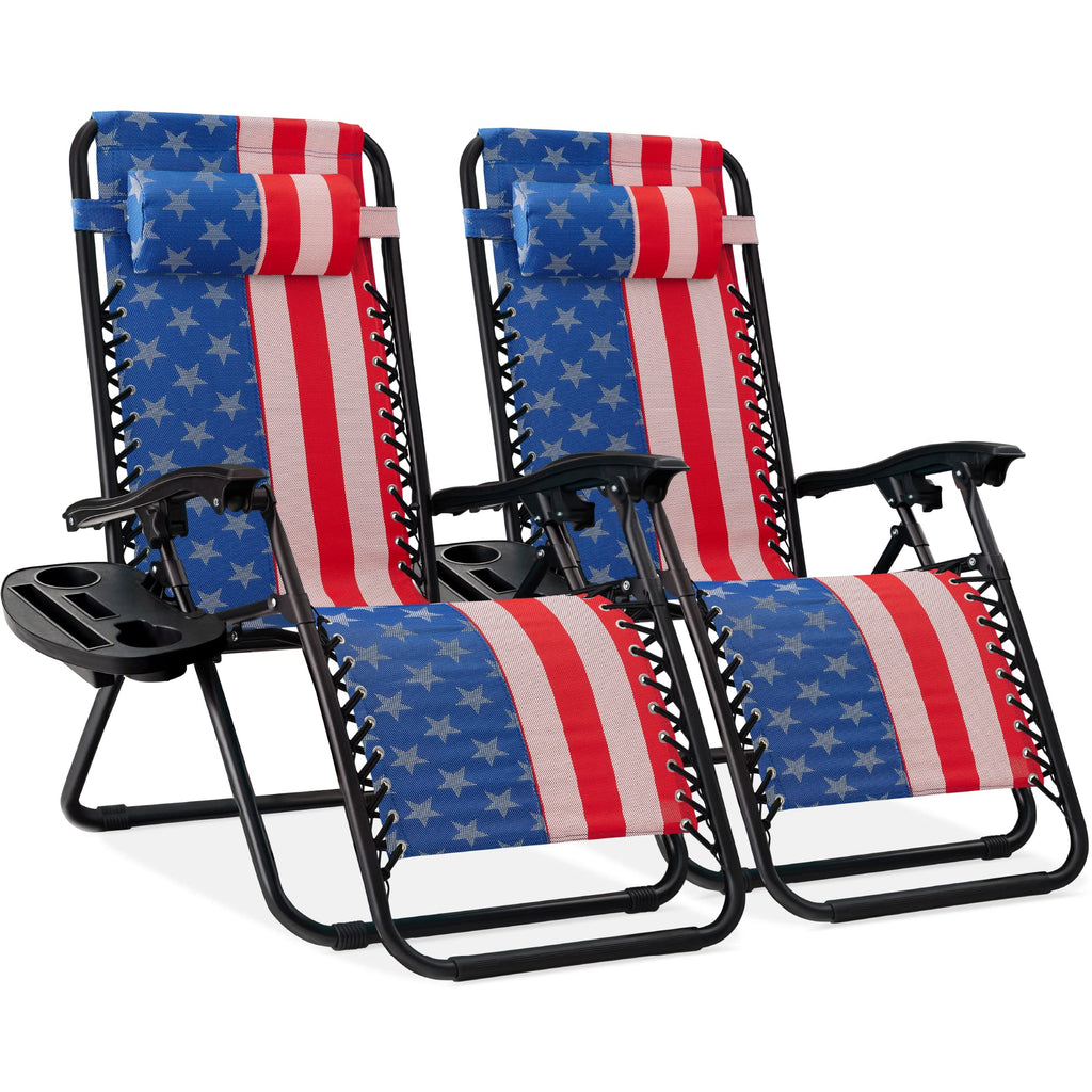Best Choice Products - Juego de 2 sillas reclinables ajustables de malla de acero con gravedad cero con almohadas y bandejas para portavasos - rosa intenso/negro