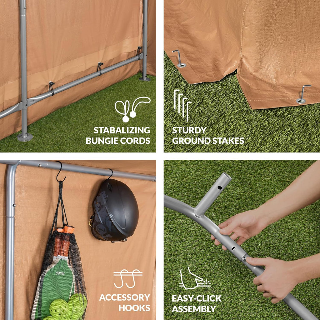 Best Choice Products - Cobertizo de almacenamiento para exteriores de 10 x 8 pies, cochera, refugio de toldo, puertas y ventanas duales, marco de metal, resistente a la intemperie, perfecto para
