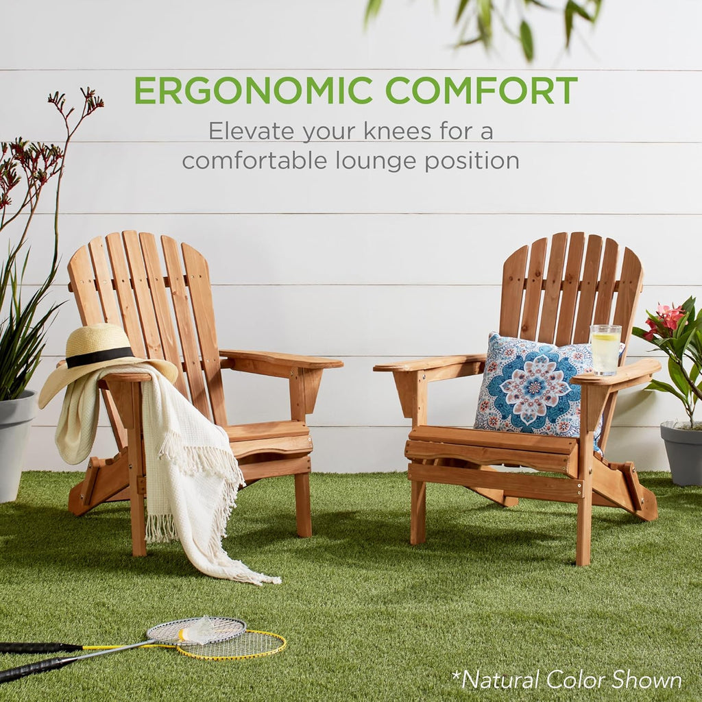Best Choice Products - Silla Adirondack de madera de cicuta, plegable, clásica, gris, para exteriores, patio, jardín, relajación, 350 libras, SKY6841