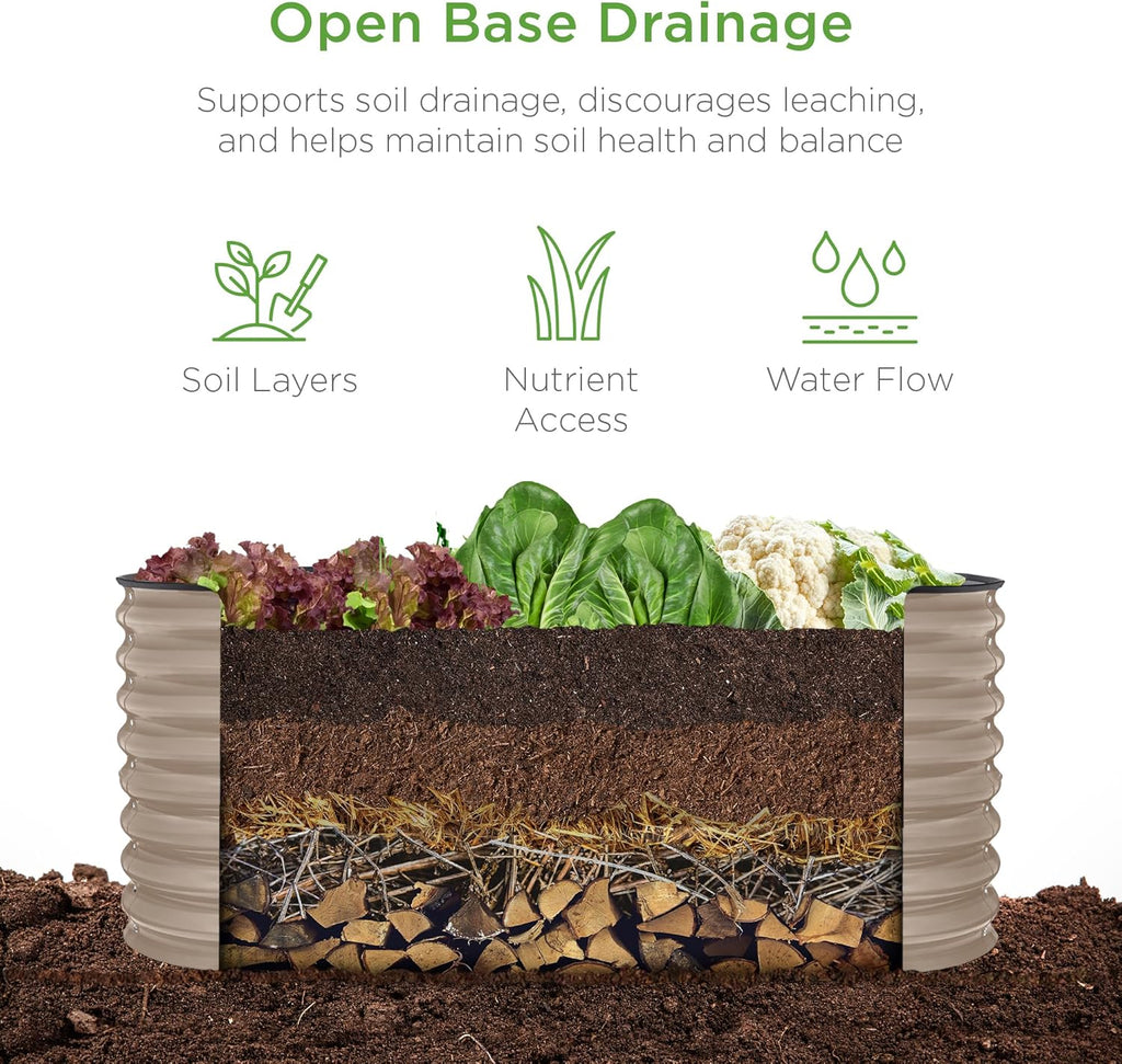 Best Choice Products - Cama de jardín elevada de metal para exteriores, de 4 x 2 x 2 pies, caja ovalada de raíz profunda para verduras, flores, hierbas y suculentas con capacidad de 101 galones,