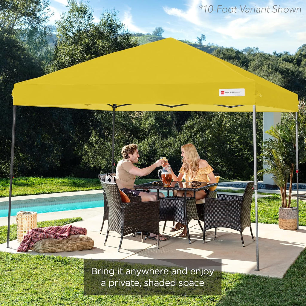 Best Choice Products - Tienda de campaña desplegable de 8 x 8 pies para 1 persona, refugio portátil instantáneo con empuje de 1 botón, estuche, 4 bolsas de peso, color amarillo