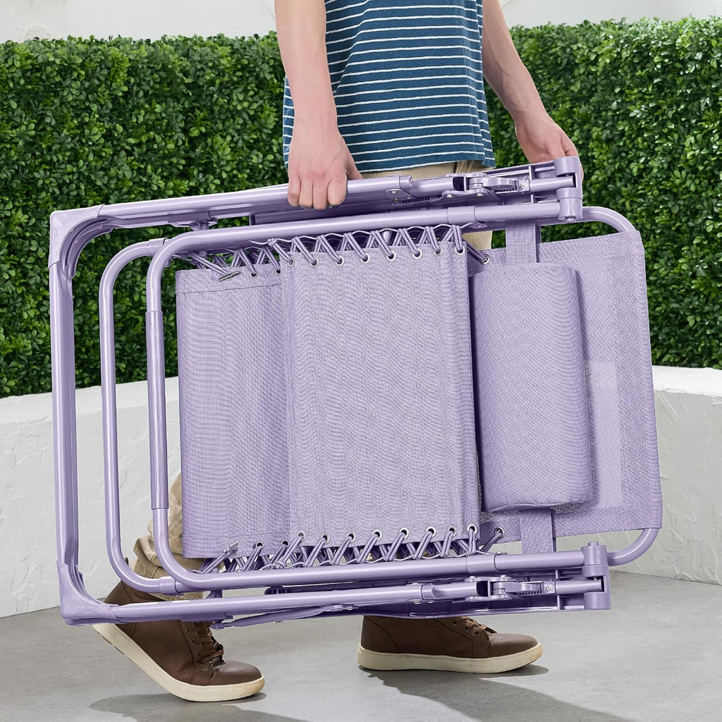 Best Choice Products - Silla ajustable de alta calidad con gravedad cero y monocromática, plegable, reclinable para patio con bandeja lateral, reposacabezas - Lavanda